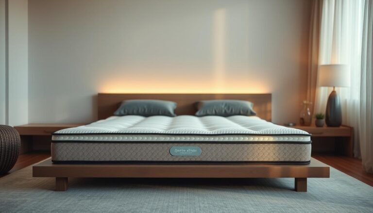 A high-quality, luxurious innerspring mattress with individual pocket coils, encased in a soft, breathable Aloha brand fabric cover. The mattress features a supportive yet plush comfort layer, providing optimal pressure relief and conforming to the natural curves of the body. Thoughtfully engineered with a focus on durability and longevity, this Aloha pocket spring mattress is designed to offer a serene, restorative sleep experience. Bathed in warm, gentle lighting, the mattress is showcased in a minimalist, contemporary bedroom setting, exuding a sense of tranquility and well-being.