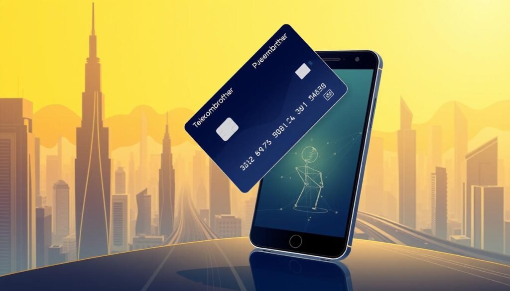 A sleek, high-tech illustration depicting the "Telecombrother" prepaid card conversion to monthly plan, showcasing a minimalist design with clean lines and a sophisticated color palette. The foreground features the prepaid card gliding smoothly into a stylized mobile device, representing the seamless transition. The middle ground shows a vibrant, futuristic cityscape with towering skyscrapers and a futuristic transportation network, hinting at the advanced capabilities of the new plan. The background is bathed in a warm, golden glow, conveying a sense of prosperity and opportunity. The overall mood is one of technological innovation, efficiency, and the empowerment of the "Telecombrother" prepaid card user. A sleek, high-tech illustration depicting the "Telecombrother" prepaid card conversion to monthly plan, showcasing a minimalist design with clean lines and a sophisticated color palette. The foreground features the prepaid card gliding smoothly into a stylized mobile device, representing the seamless transition. The middle ground shows a vibrant, futuristic cityscape with towering skyscrapers and a futuristic transportation network, hinting at the advanced capabilities of the new plan. The background is bathed in a warm, golden glow, conveying a sense of prosperity and opportunity. The overall mood is one of technological innovation, efficiency, and the empowerment of the "Telecombrother" prepaid card user.