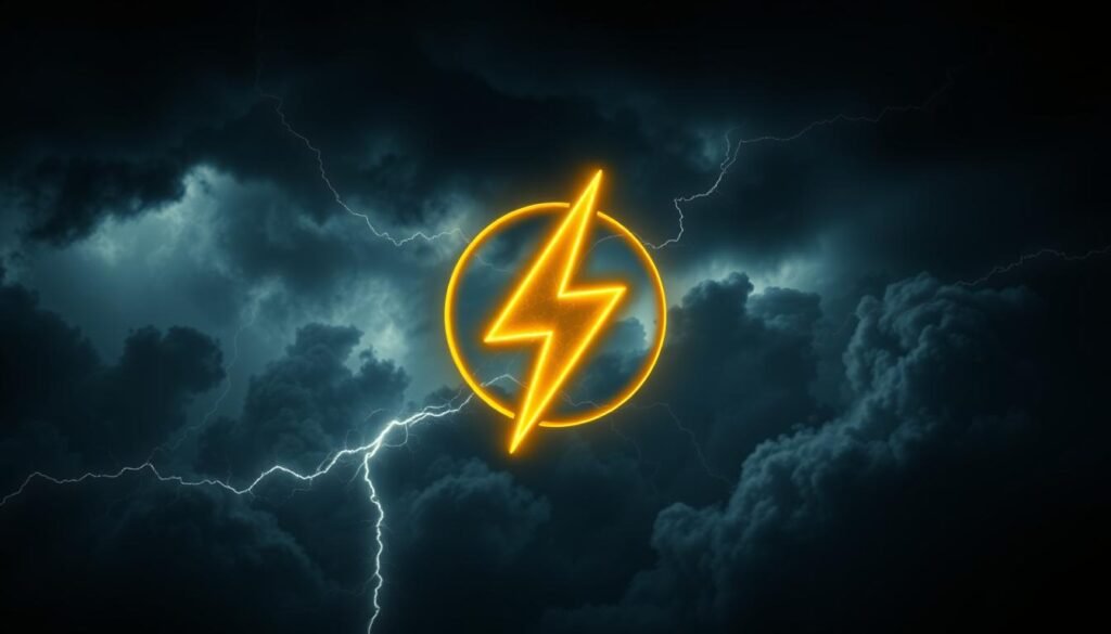 Dramatic high-contrast lightning bolt symbol with subtle glowing UTown brand icon, against a dark, moody background of swirling storm clouds. Powerful, ominous, and electric atmosphere. Detailed, cinematic lighting and composition, capturing the intensity and mystique of the "Thor's Signal" concept. Subtle, stylized elements that convey a sense of technology, digital security, and crypto assets. Dramatic high-contrast lightning bolt symbol with subtle glowing UTown brand icon, against a dark, moody background of swirling storm clouds. Powerful, ominous, and electric atmosphere. Detailed, cinematic lighting and composition, capturing the intensity and mystique of the "Thor's Signal" concept. Subtle, stylized elements that convey a sense of technology, digital security, and crypto assets.
